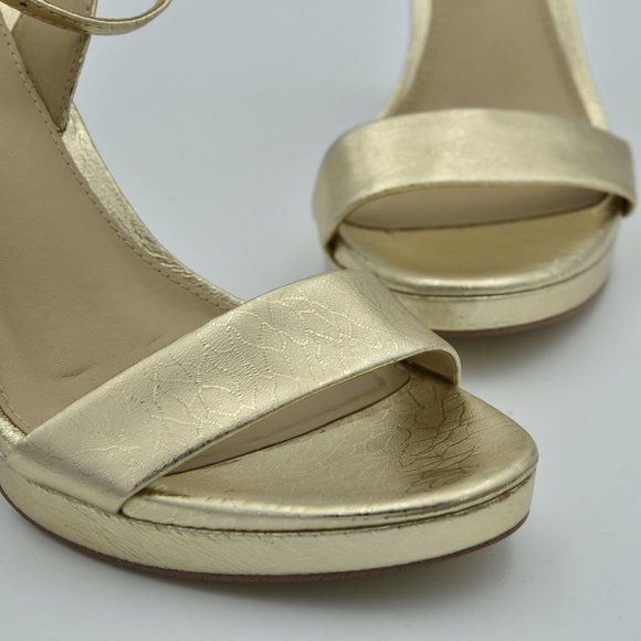 Sam Edelman Jade Ankle Strap Sandals with 4.3" heels, Gold Leather, Women's Sz 9 - Picture 3 of 13